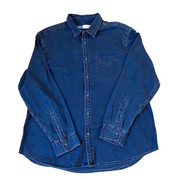 Old Navy Everyday Denim Shirt Men XL Blue Button Up Long Sleeve Regular Fit NWT - Picture 2 of 9